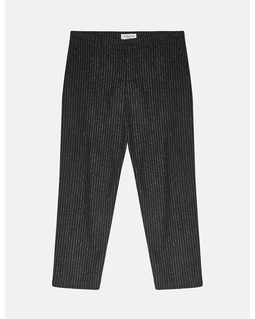 YMC Gray Hand Me Down Stripe Trousers (Wool) for men