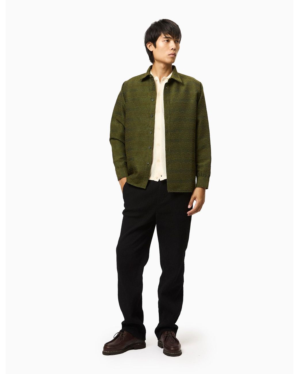 Percival Green Antique Moquette Shirt (Wool Blend) for men