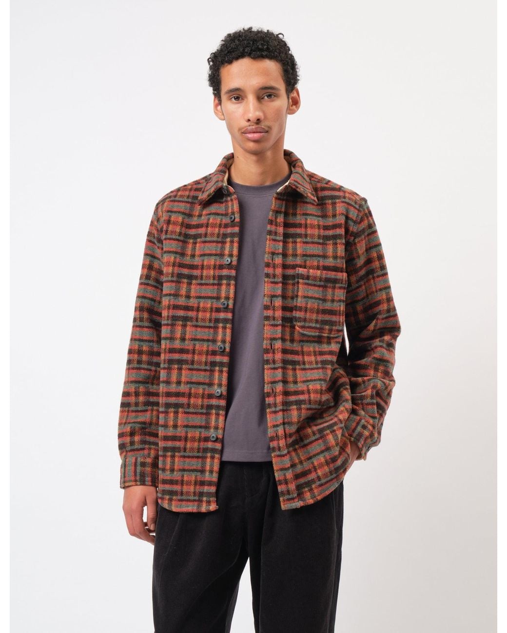 Portuguese Flannel Red Abstract Geometric Shirt for men