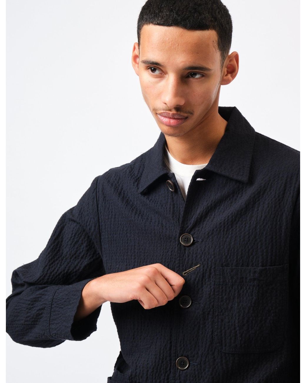 Universal Works Blue Original Bakers Jacket (Ospina Cotton) for men