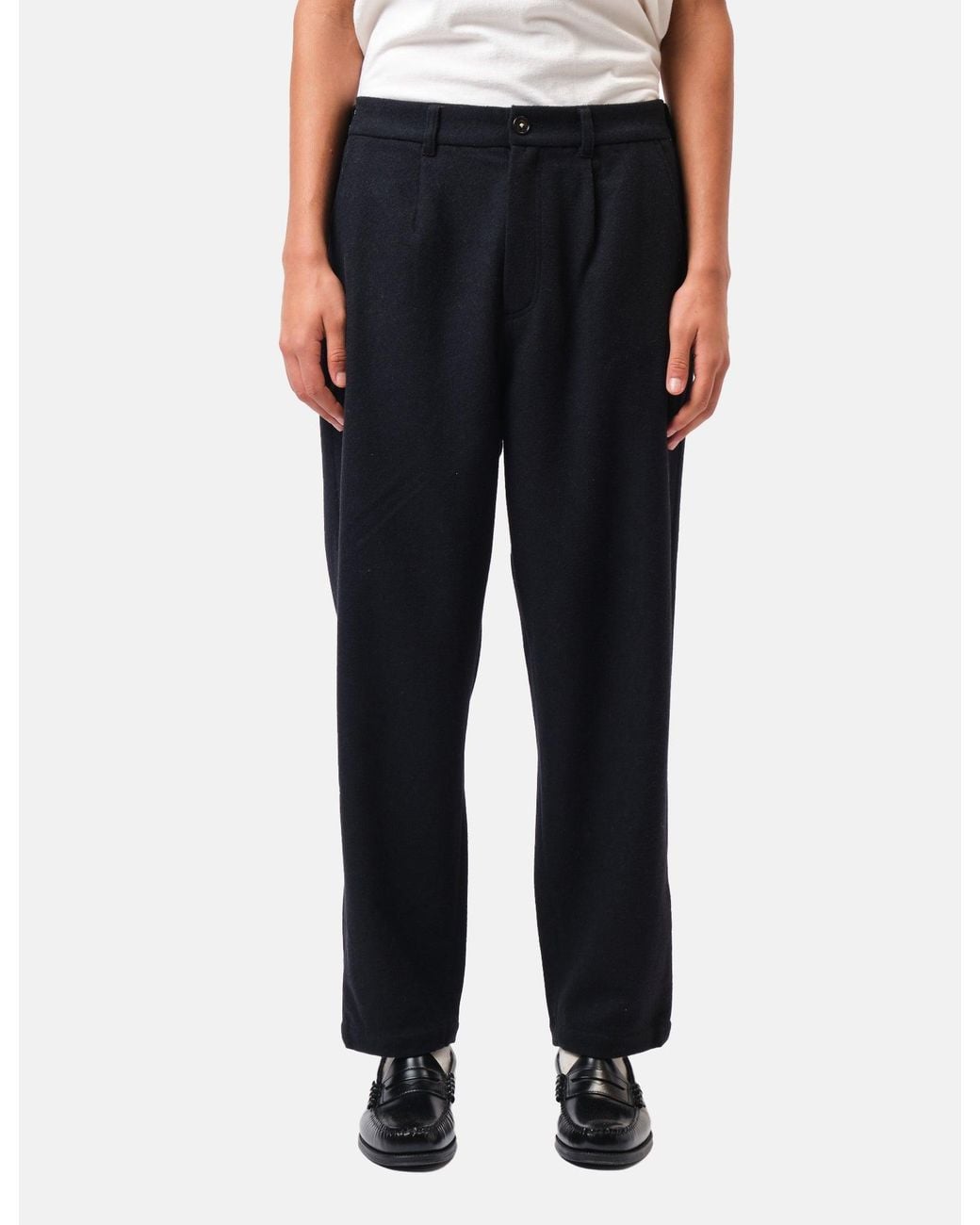 Barbour Black Wool Blend Relaxed Trousers for men