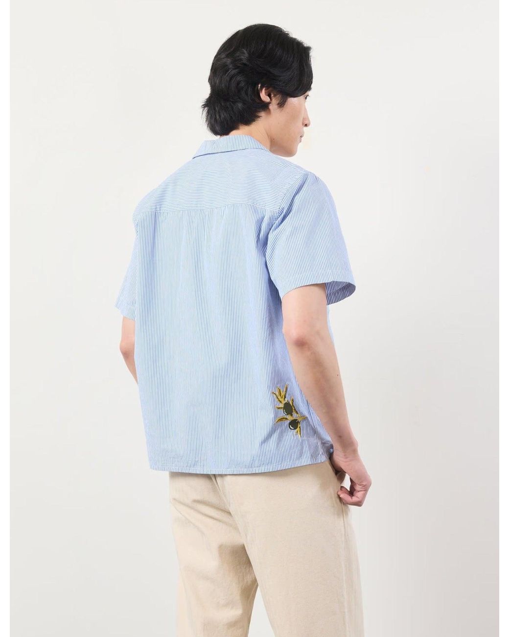 Percival Blue Capri Cuban Shirt Cotton for men