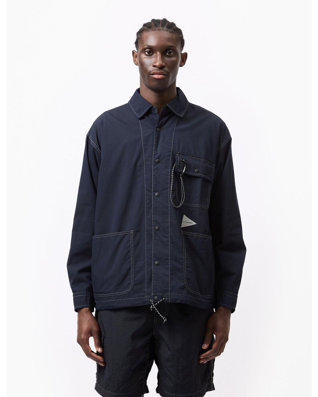 And Wander Blue Dry Rip Shirt Jacket for men