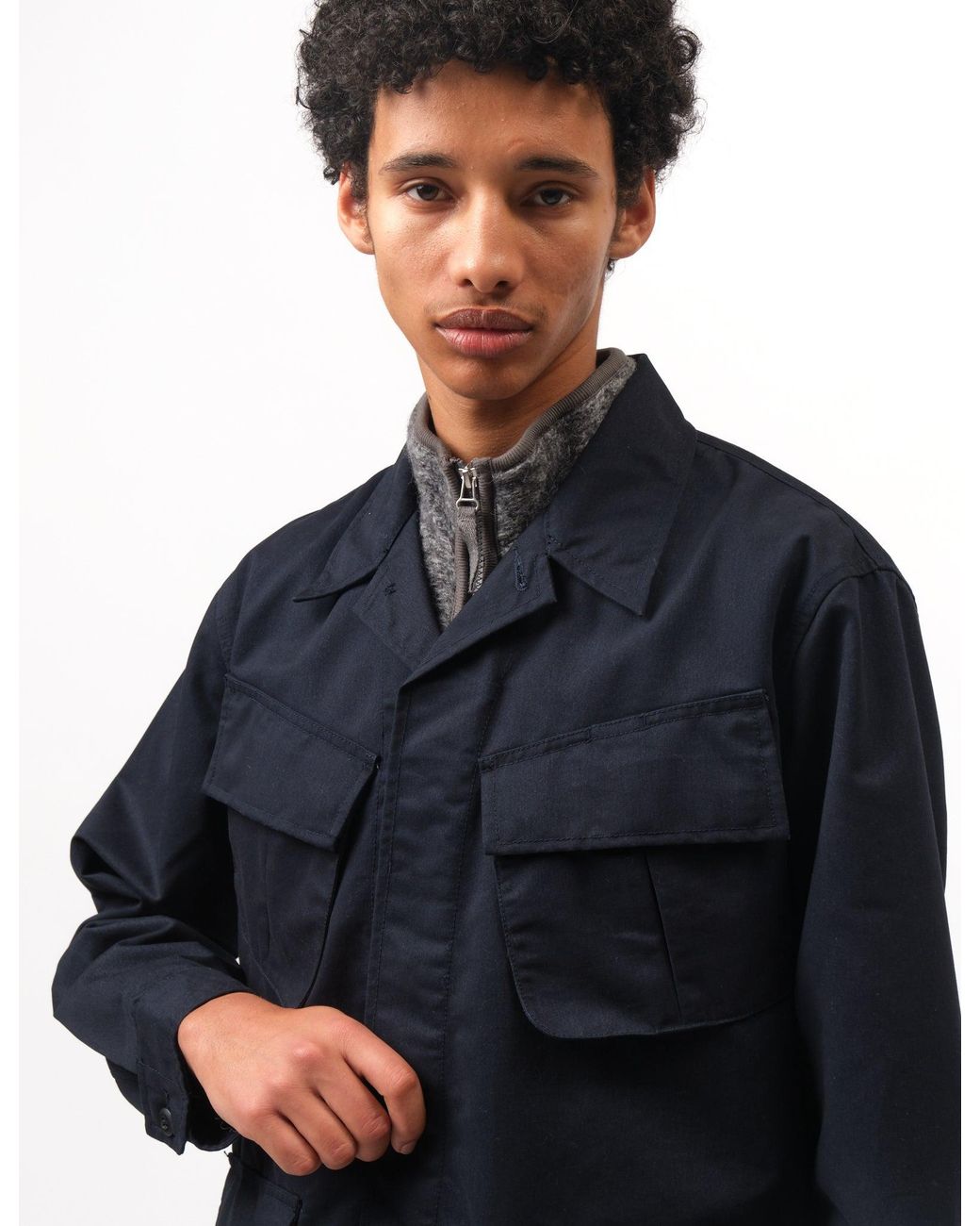 Universal Works Blue Jungle Jacket (Brushed Polytech) for men