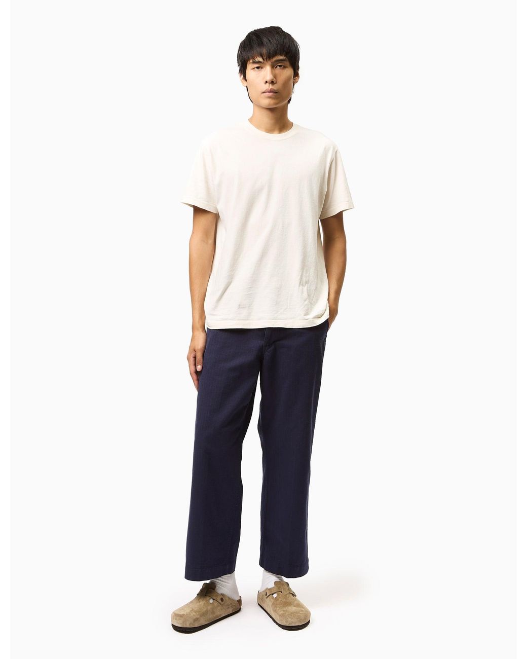 Beams Plus Blue Mil Trousers (Herringbone) for men