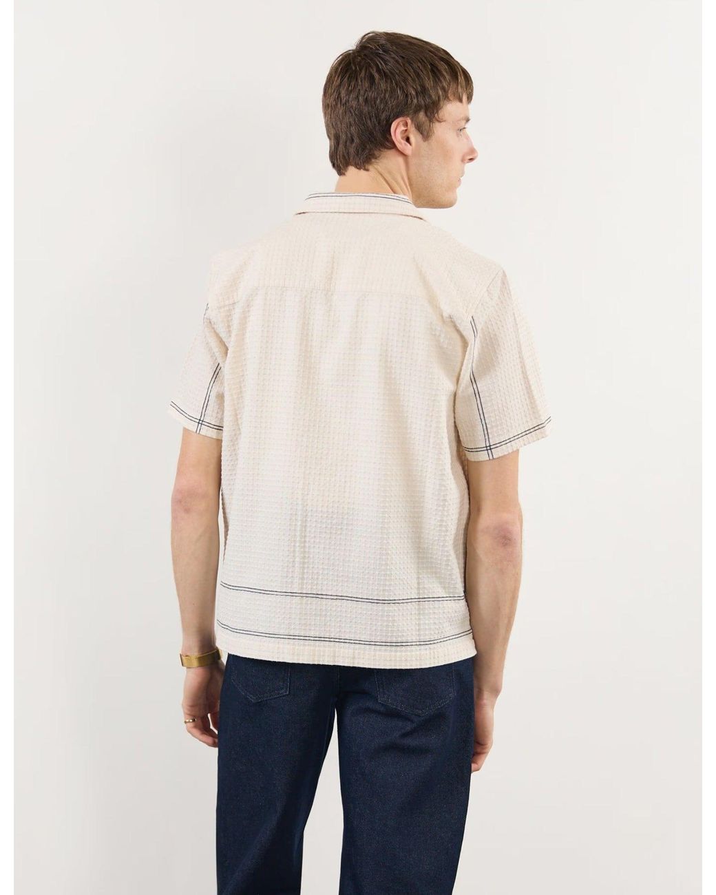 Percival White Sicily Cuban Shirt Cotton for men