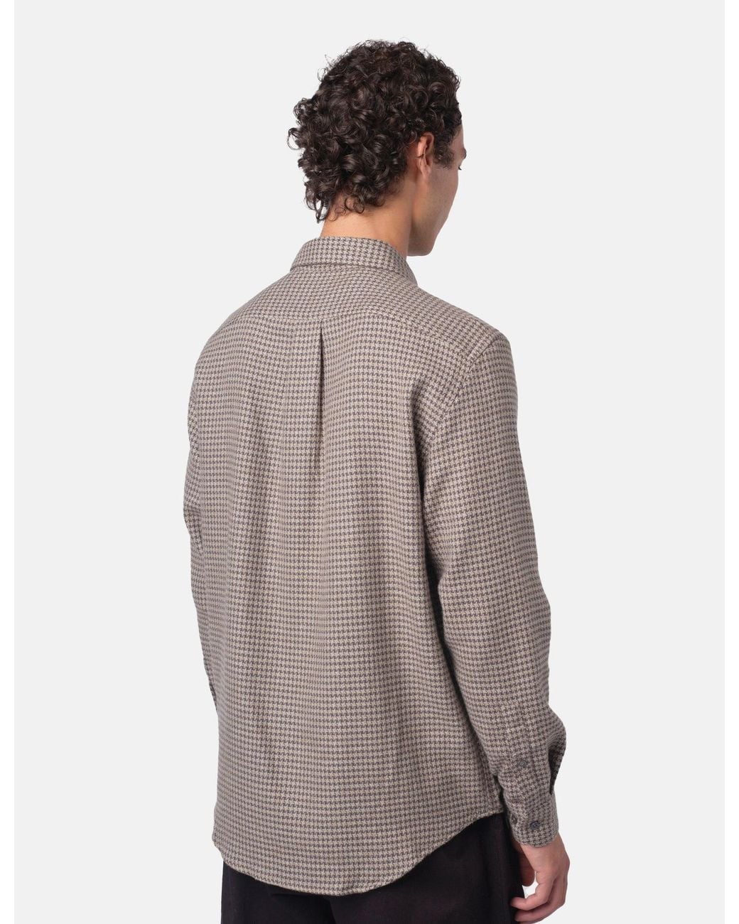 Portuguese Flannel Gray Abstract Pied Poule Shirt for men