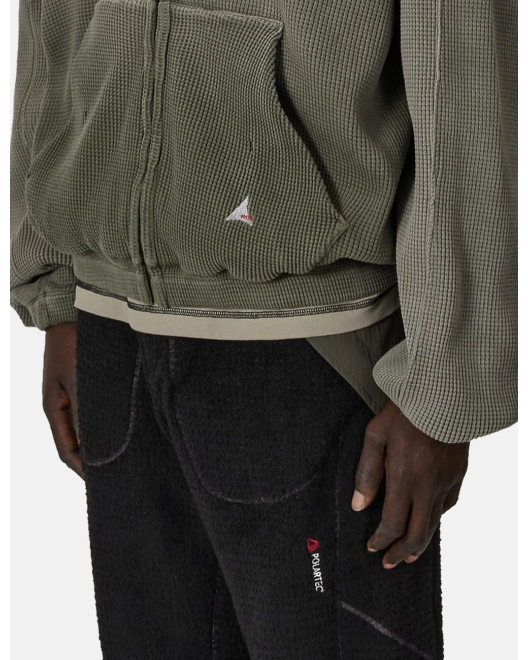 Roa Gray Bee Sun Faded Waffle Zip Up Hoodie for men