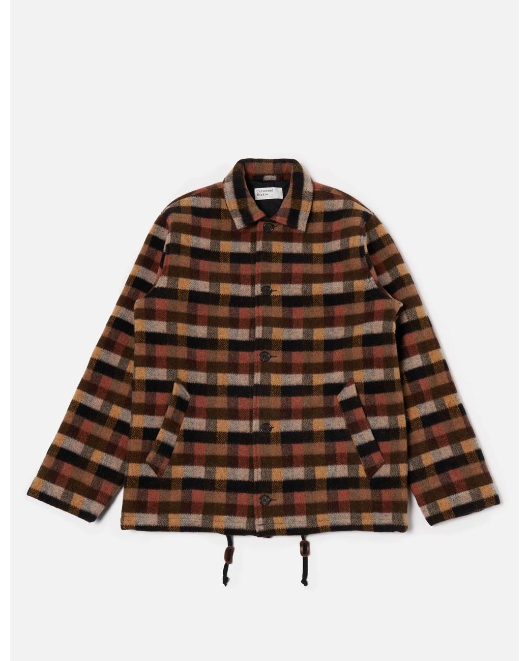 Universal Works Brown Wayfarer Jacket (Merino Checkerboard) for men