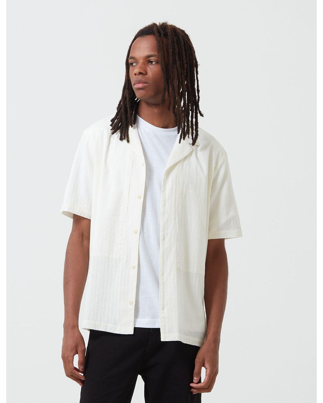 Folk White Folk Junction Short Sleeve Shirt (Linear Texture) for men
