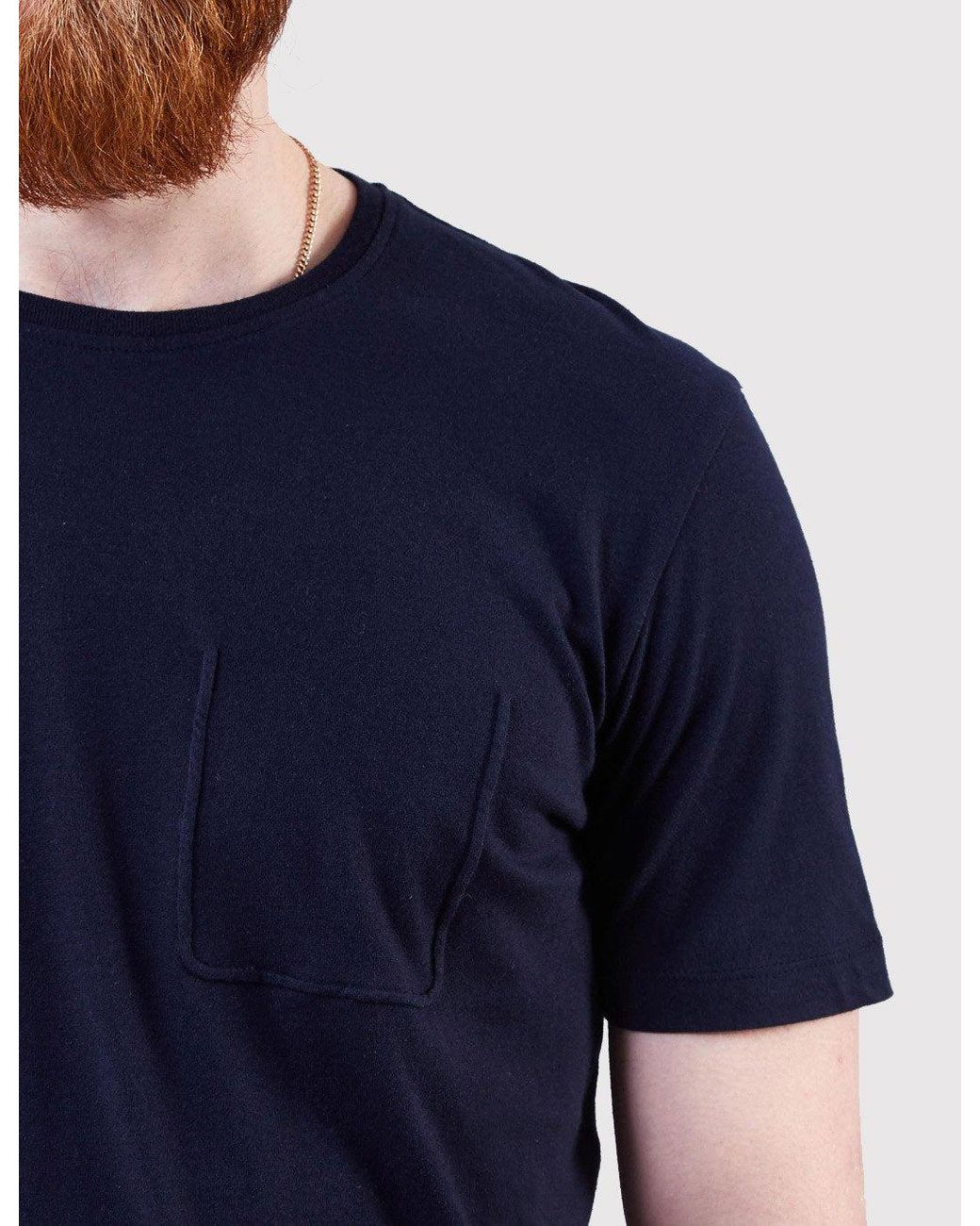 Folk Blue Folk Deboss Pocket T-Shirt for men