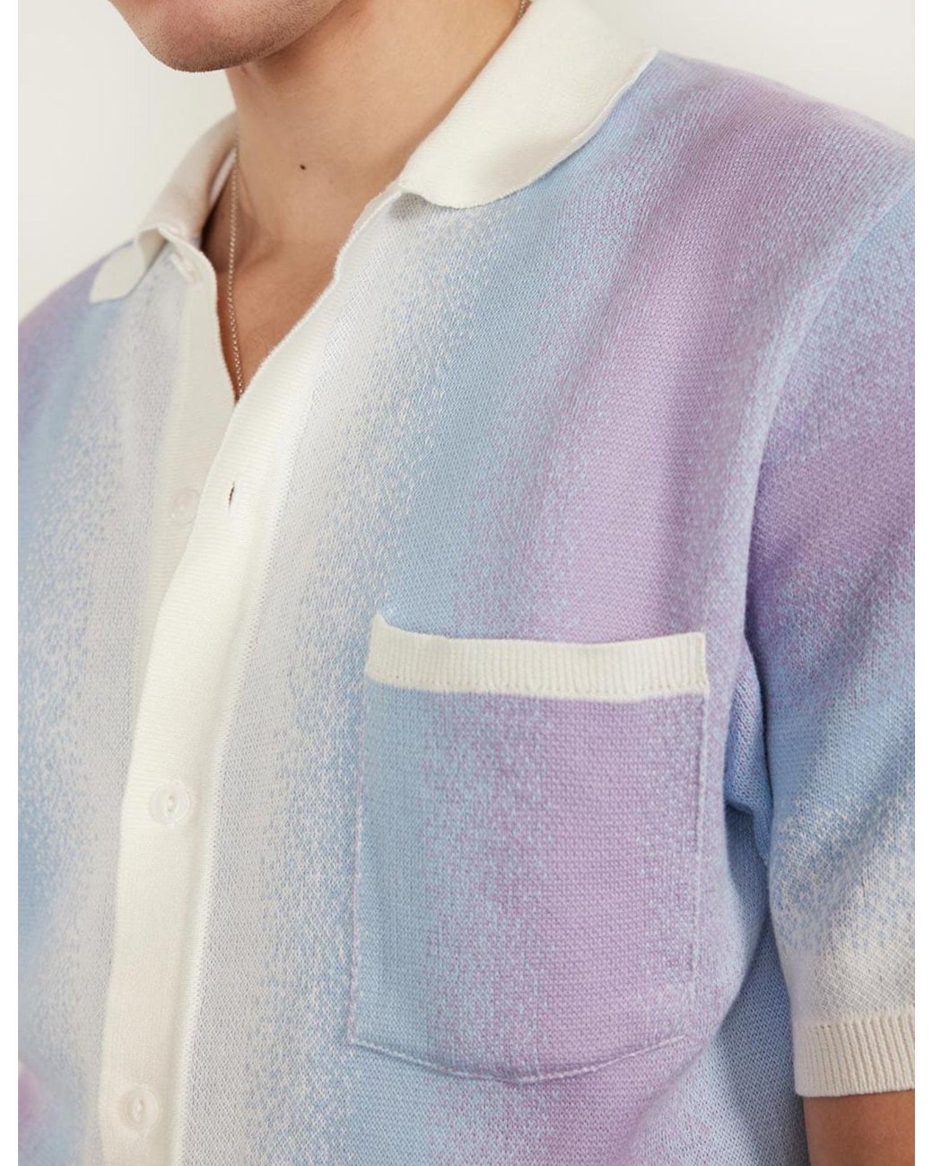 Percival White Ombre Knitted Shirt (Organic Cotton) for men