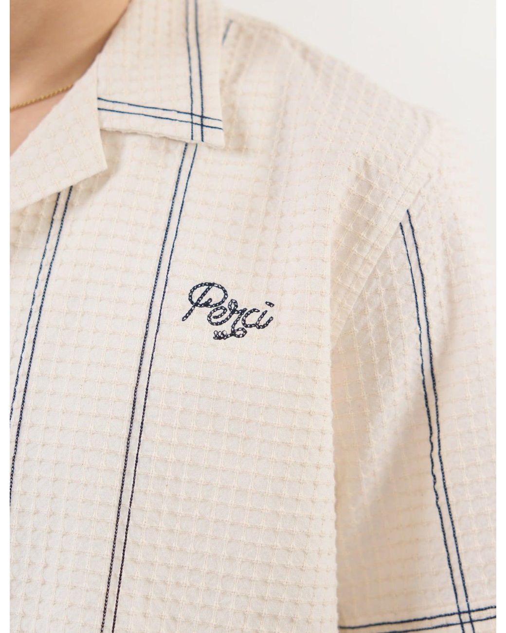 Percival White Sicily Cuban Shirt Cotton for men