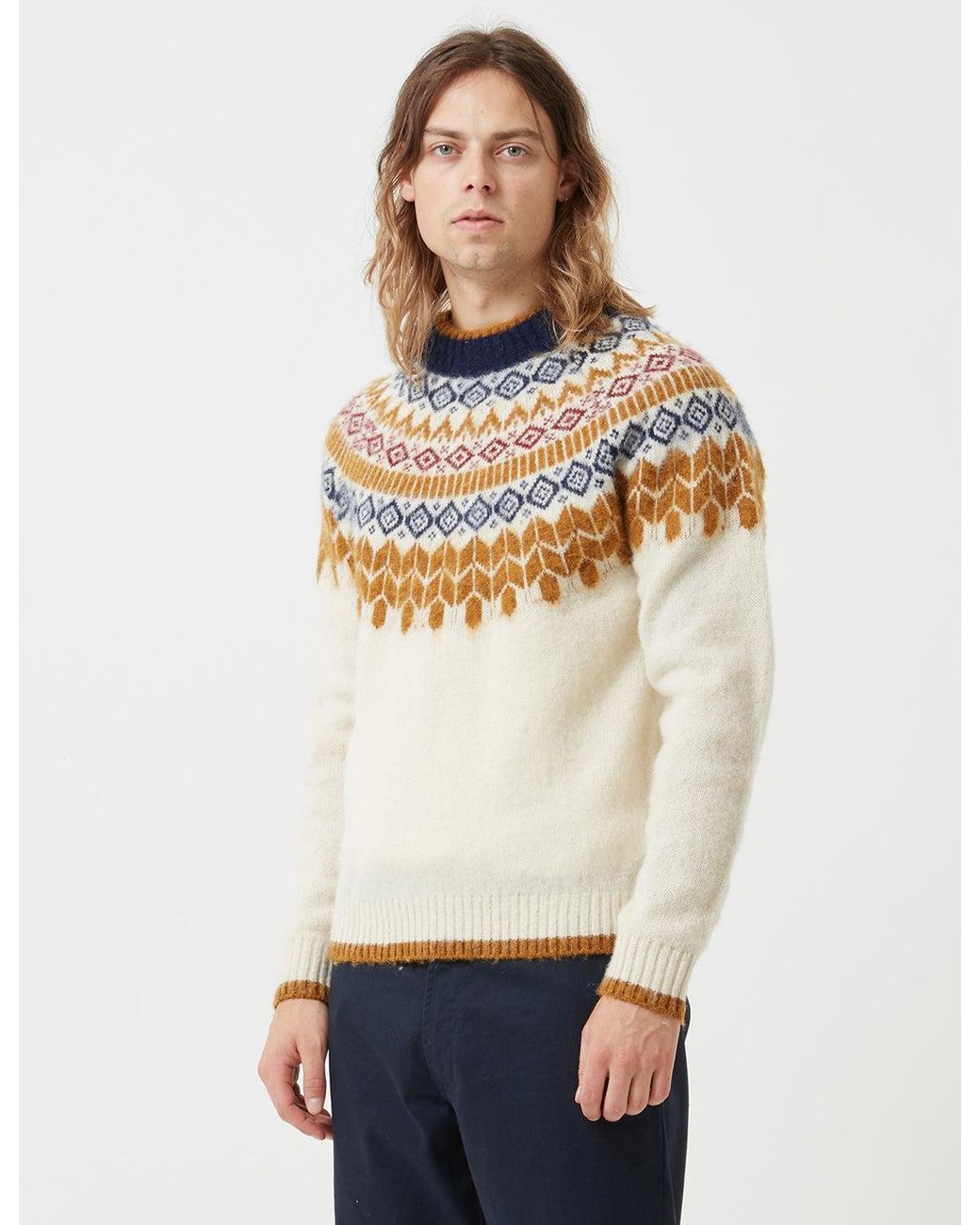 Bellerose Natural Aokas Combo Knit Sweatshirt for men