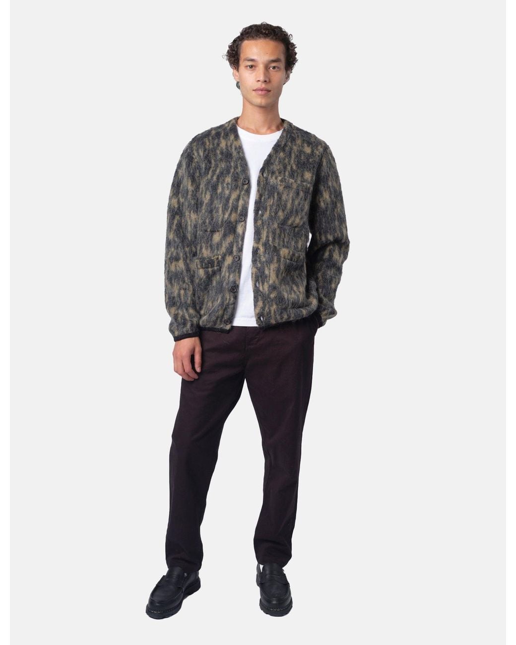 Universal Works Gray Cardigan (Dolce Fleece) for men