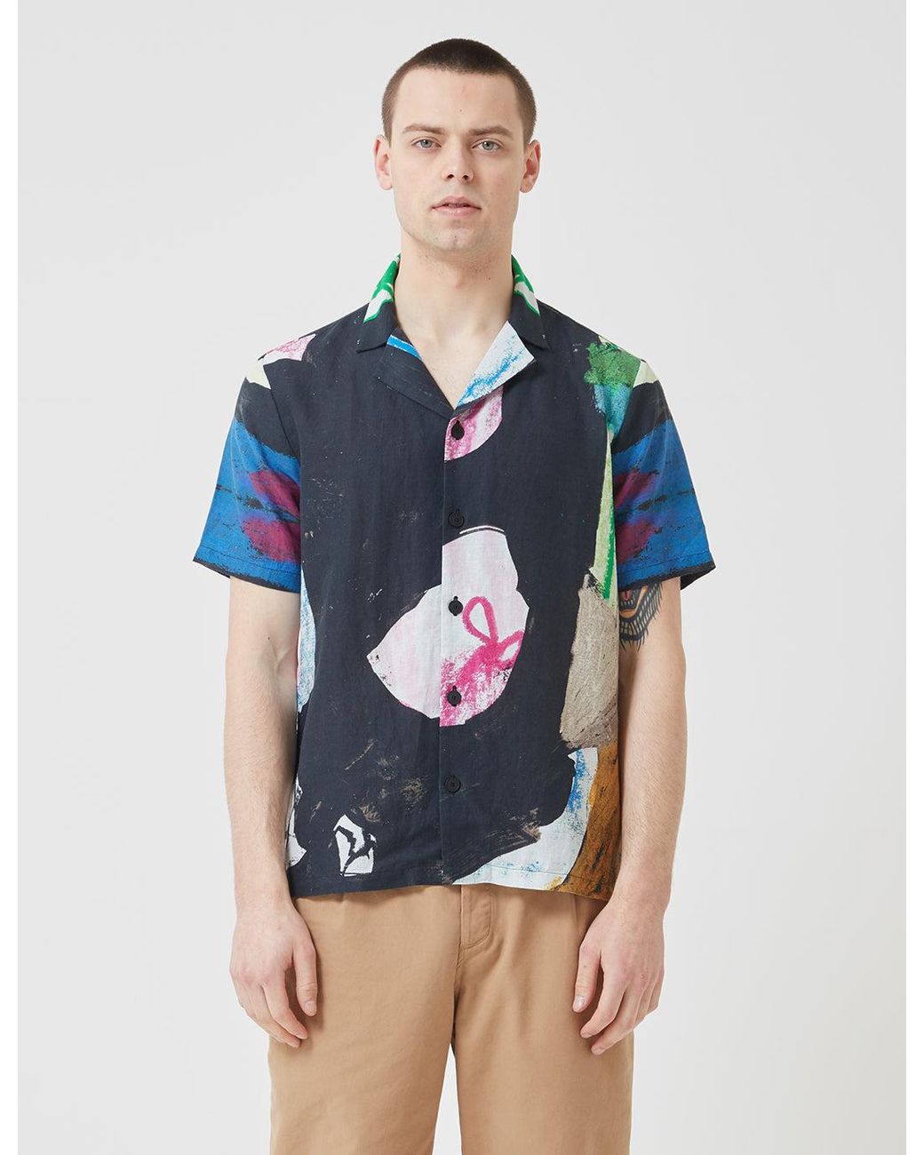 Folk Blue Folk Soft Collar Shirt for men