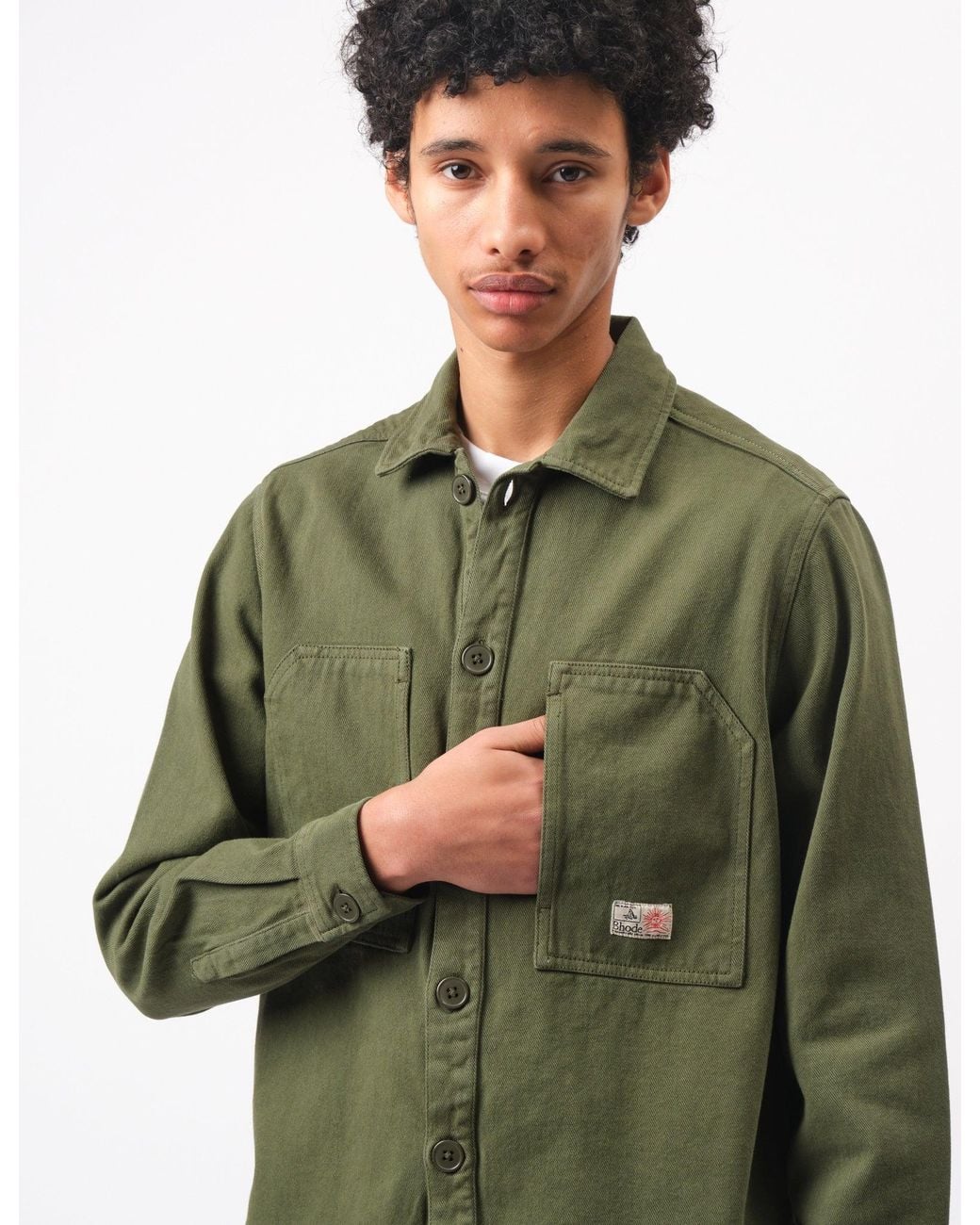 BHODE Green Map Pocket Overshirt Twill for men