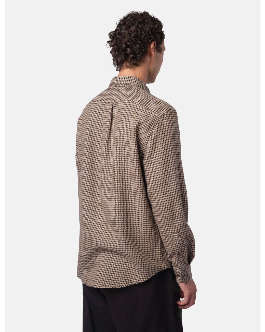 Portuguese Flannel Brown Abstract Pied Poule Shirt for men