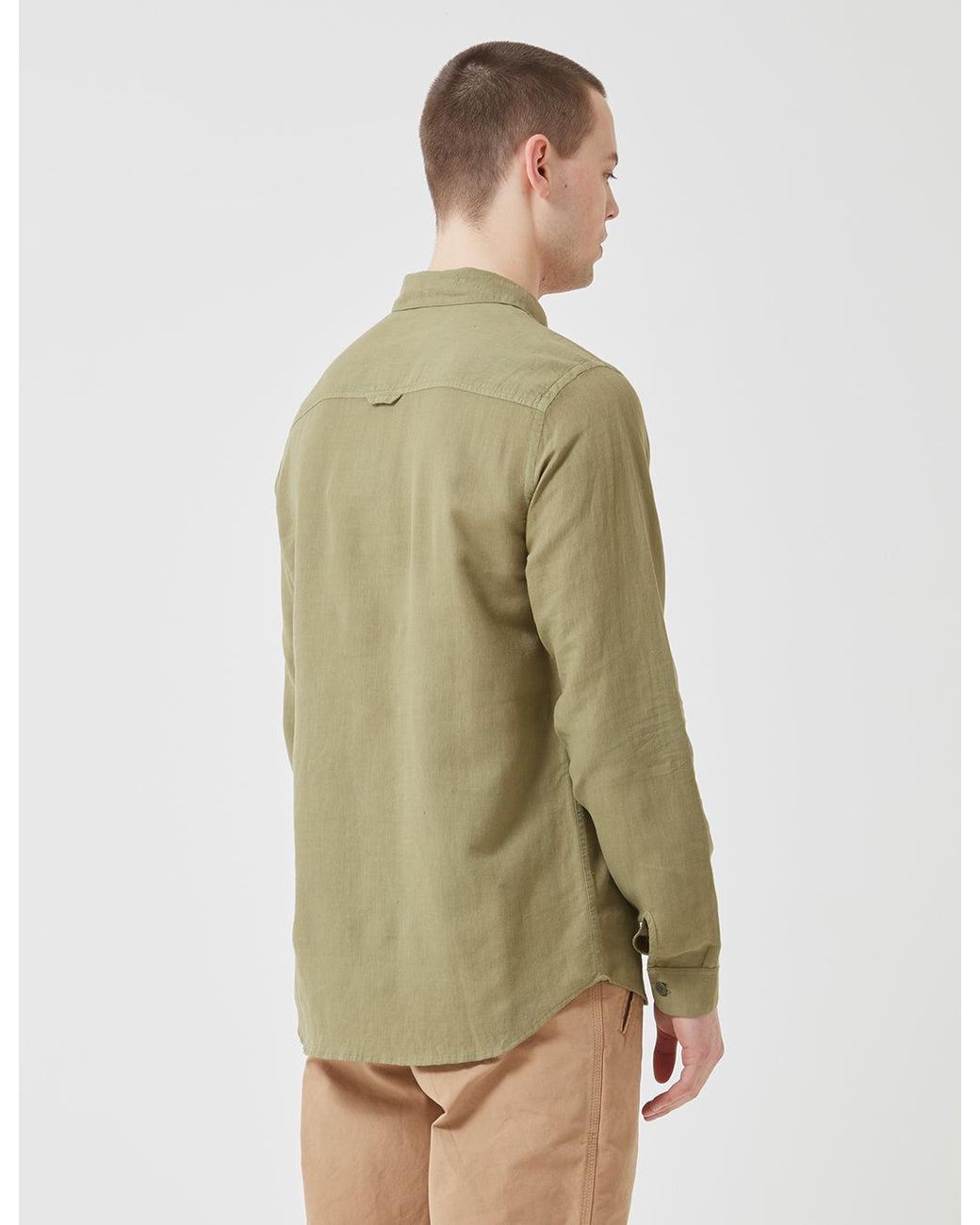 Folk Green Folk Stitch Pocket Shirt for men
