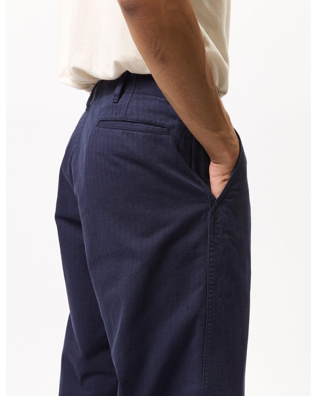 Beams Plus Blue Mil Trousers (Herringbone) for men