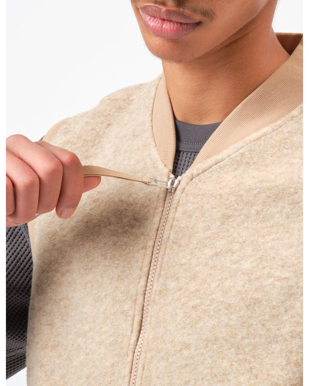 Universal Works Natural Zip Waistcoat (Wool Fleece) for men