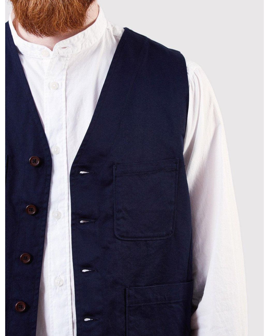 Universal Works Blue Work Waistcoat for men