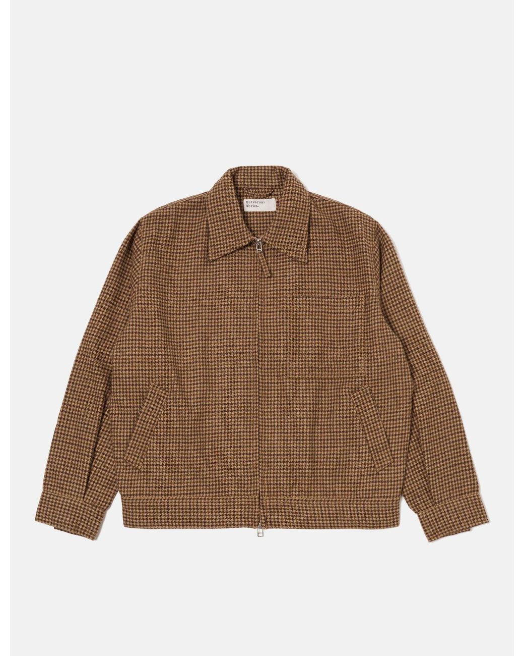 Universal Works Brown Rose Bowl Jacket (Houndstooth Tweed) for men
