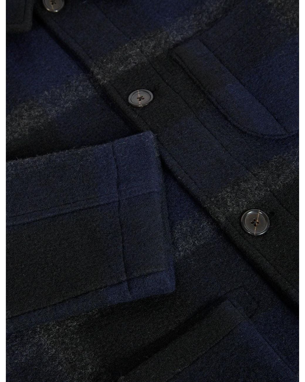 Universal Works Blue Field Jacket (Large Plaid Fleece) for men