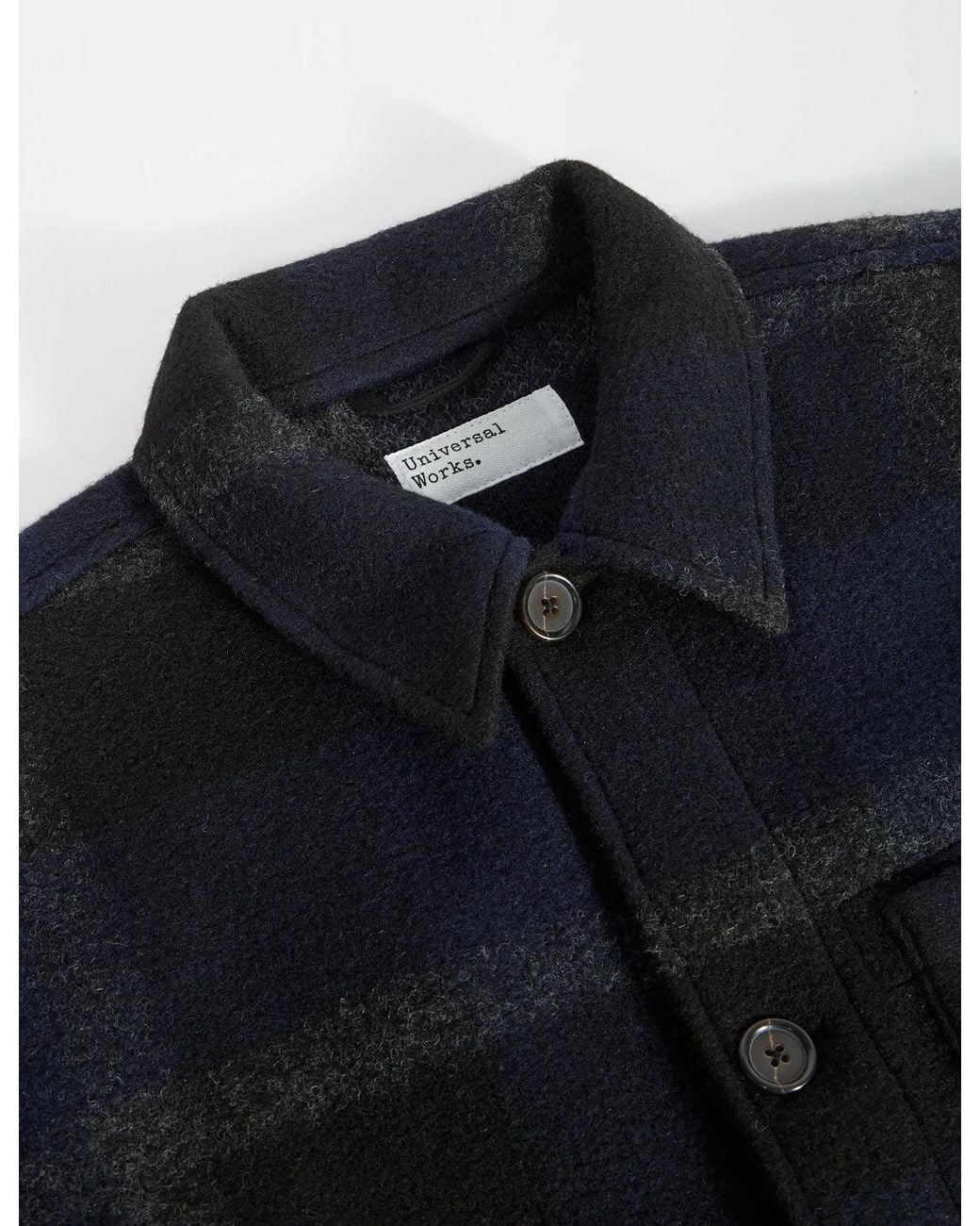 Universal Works Blue Field Jacket (Large Plaid Fleece) for men