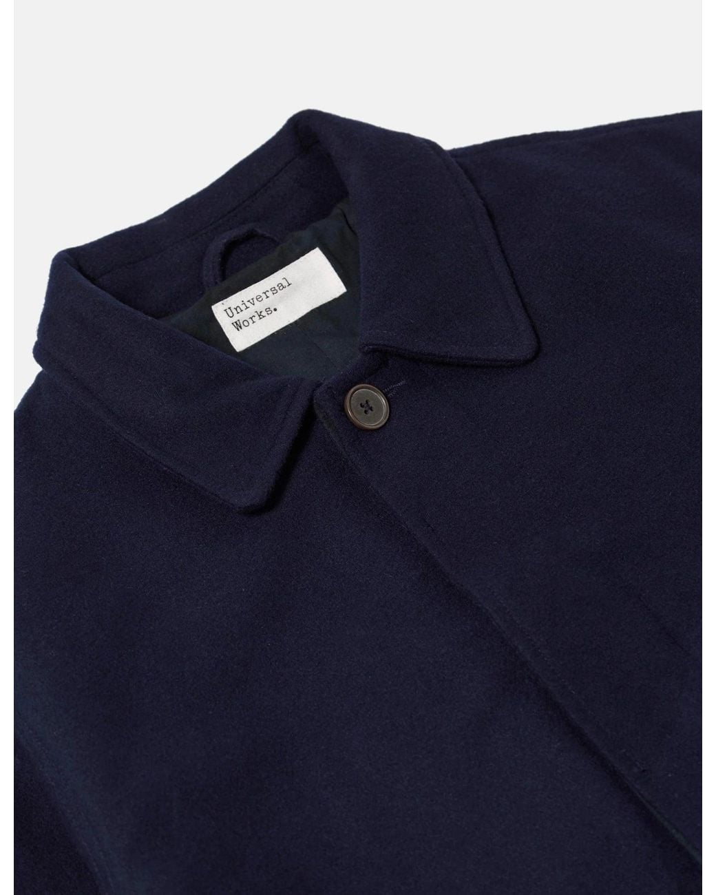 Universal Works Blue Mowbray Wool Mac Coat for men