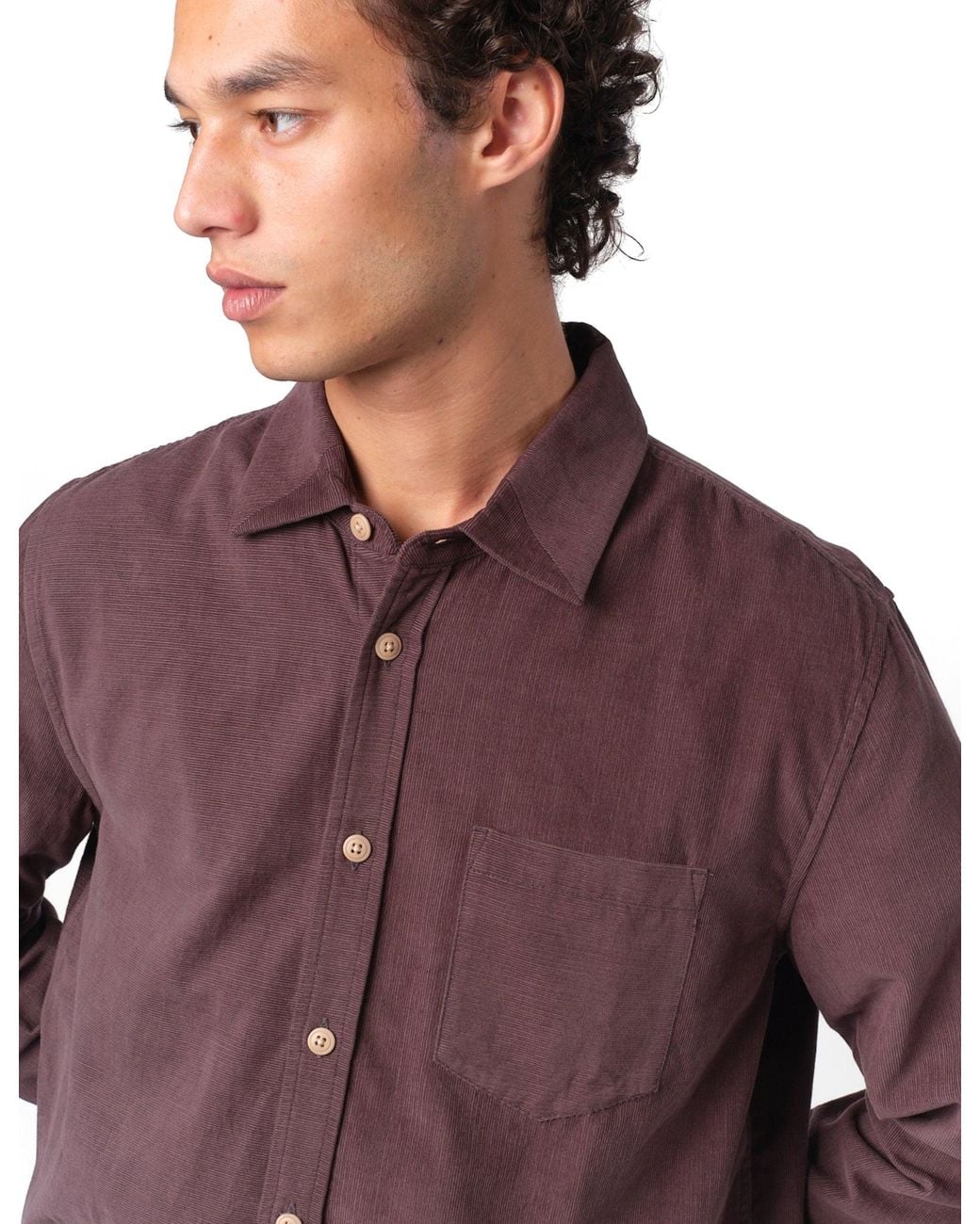 Folk Purple Direction Baby Cord Shirt for men