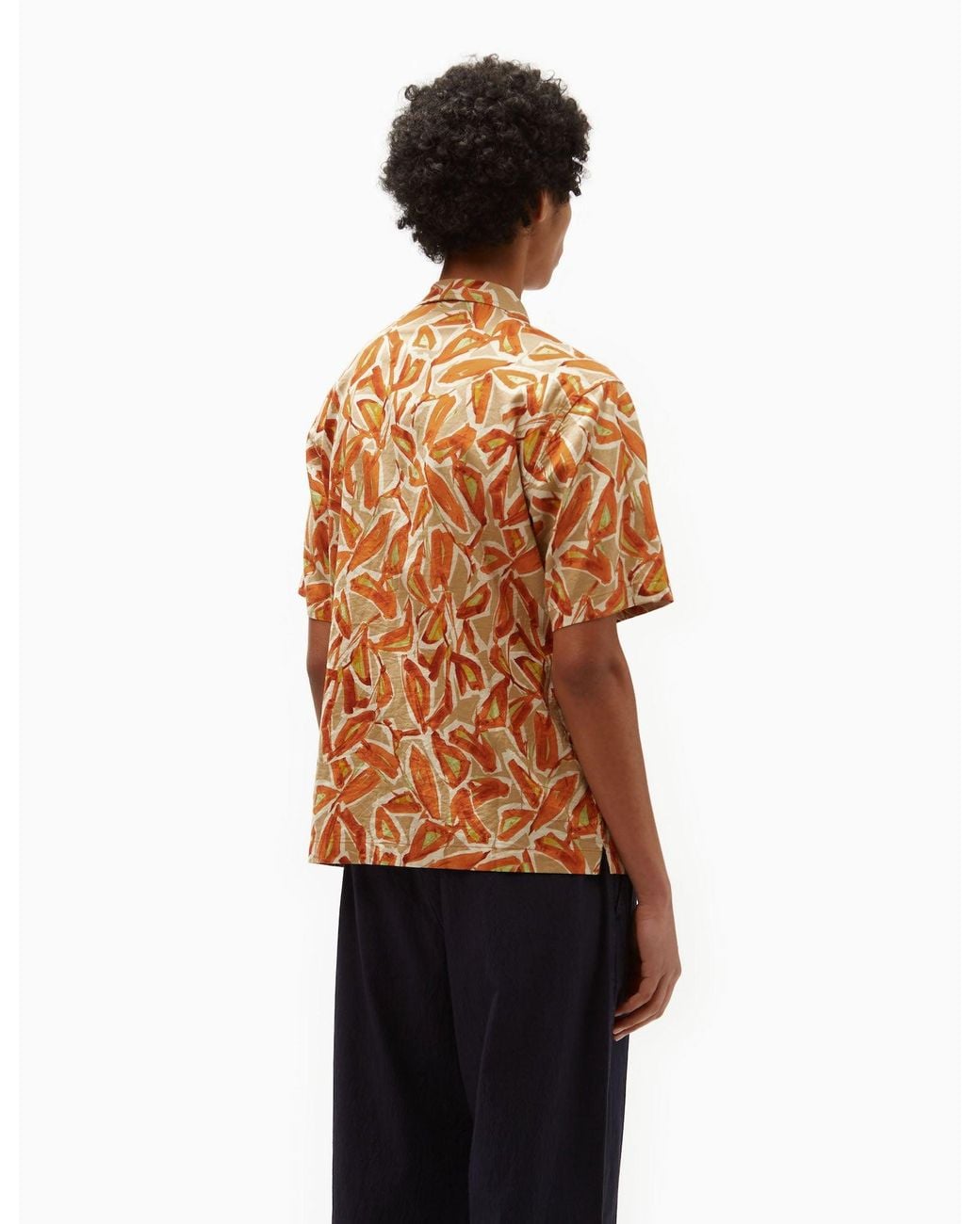 Universal Works Orange Minari Shirt Artist (Linen/Cotton) for men
