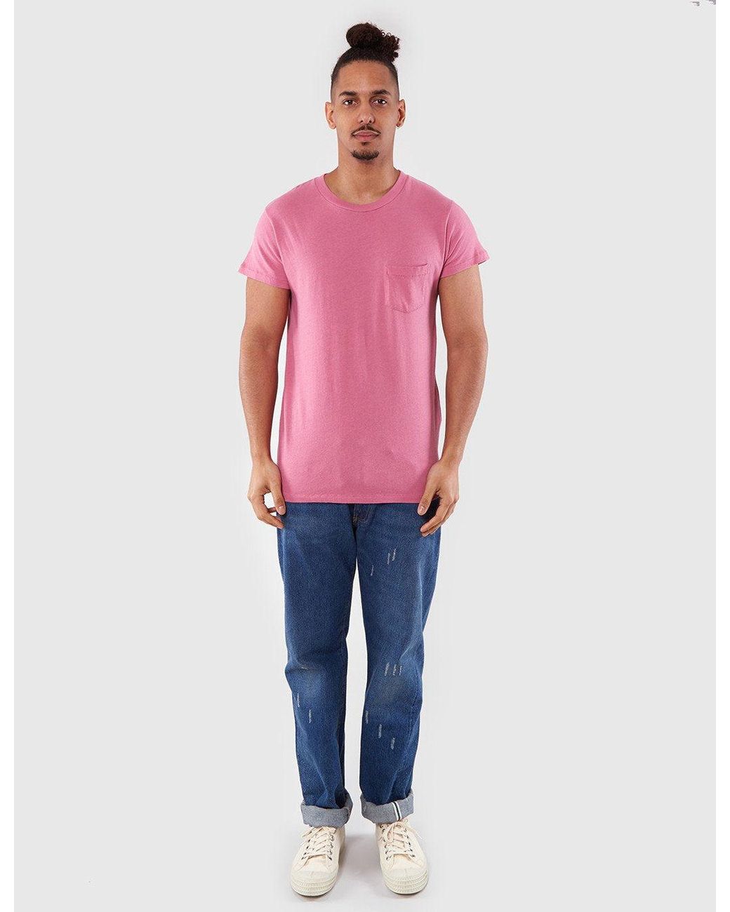 Folk Pink Folk Contrast Sleeve T-Shirt for men