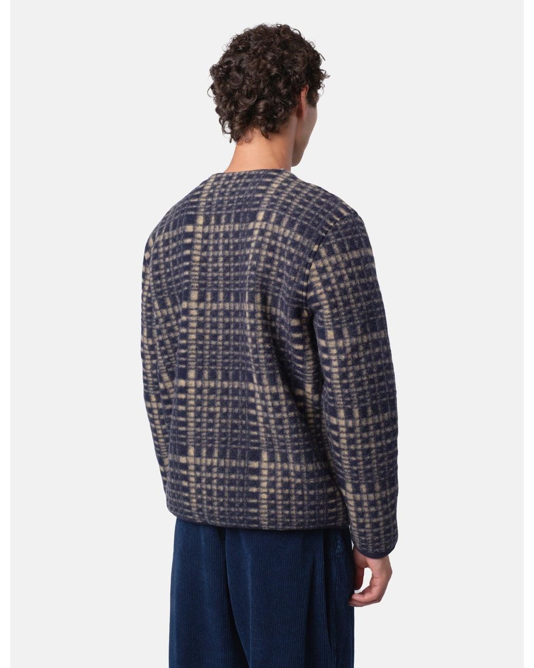 Universal Works Blue Cardigan (Telepass Fleece) for men
