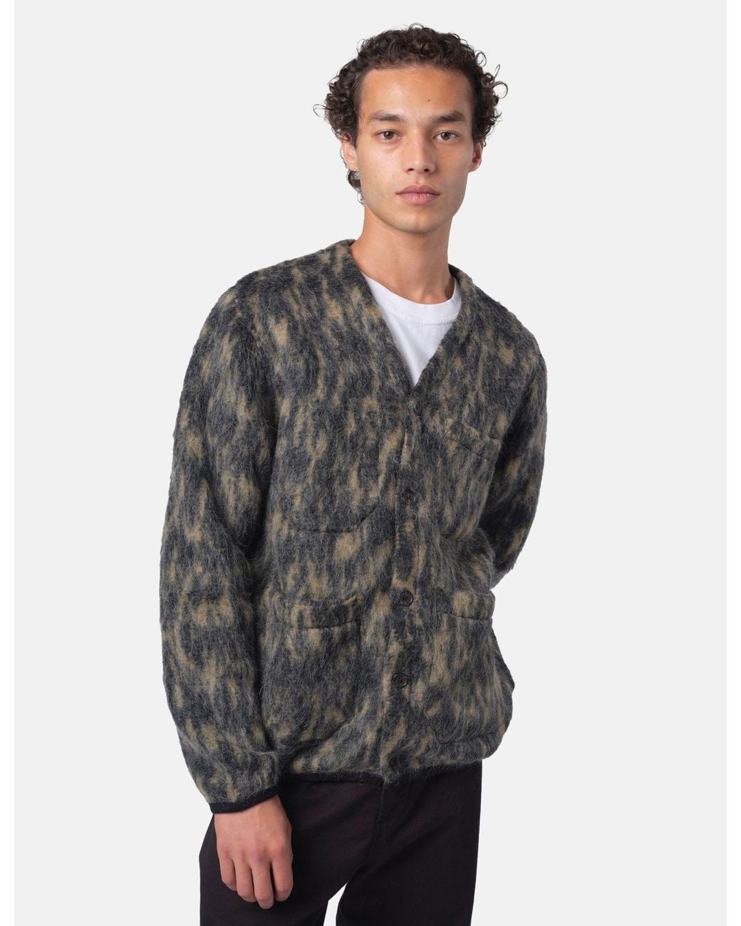 Universal Works Gray Cardigan (Dolce Fleece) for men