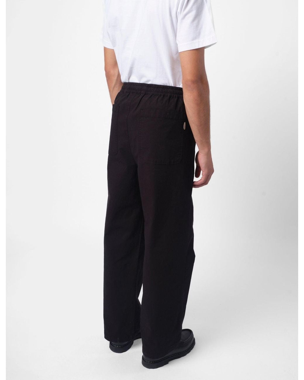 Folk Black Drawcord Loose Ripstop Trouser for men