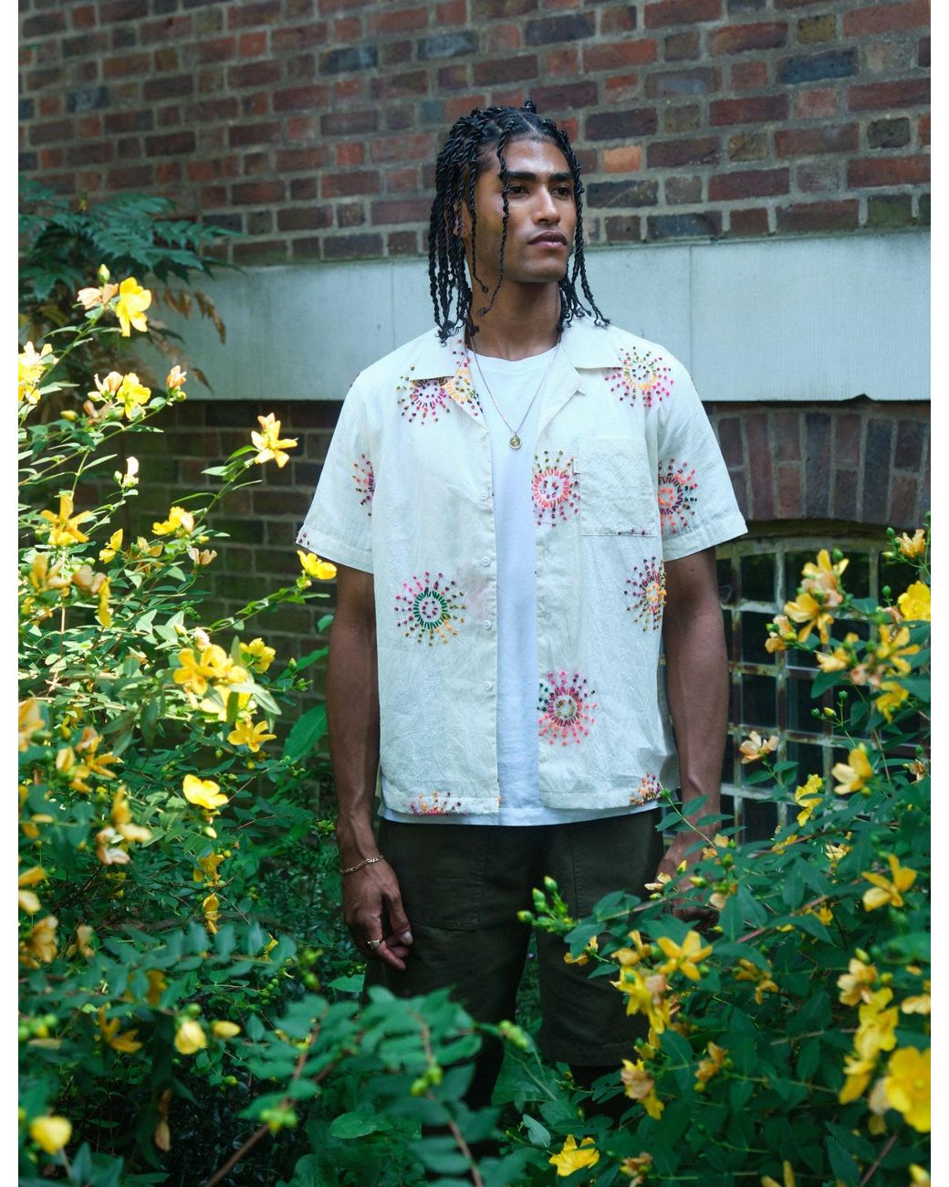 BHODE White Knot Sun Hand Embroidered Shirt for men
