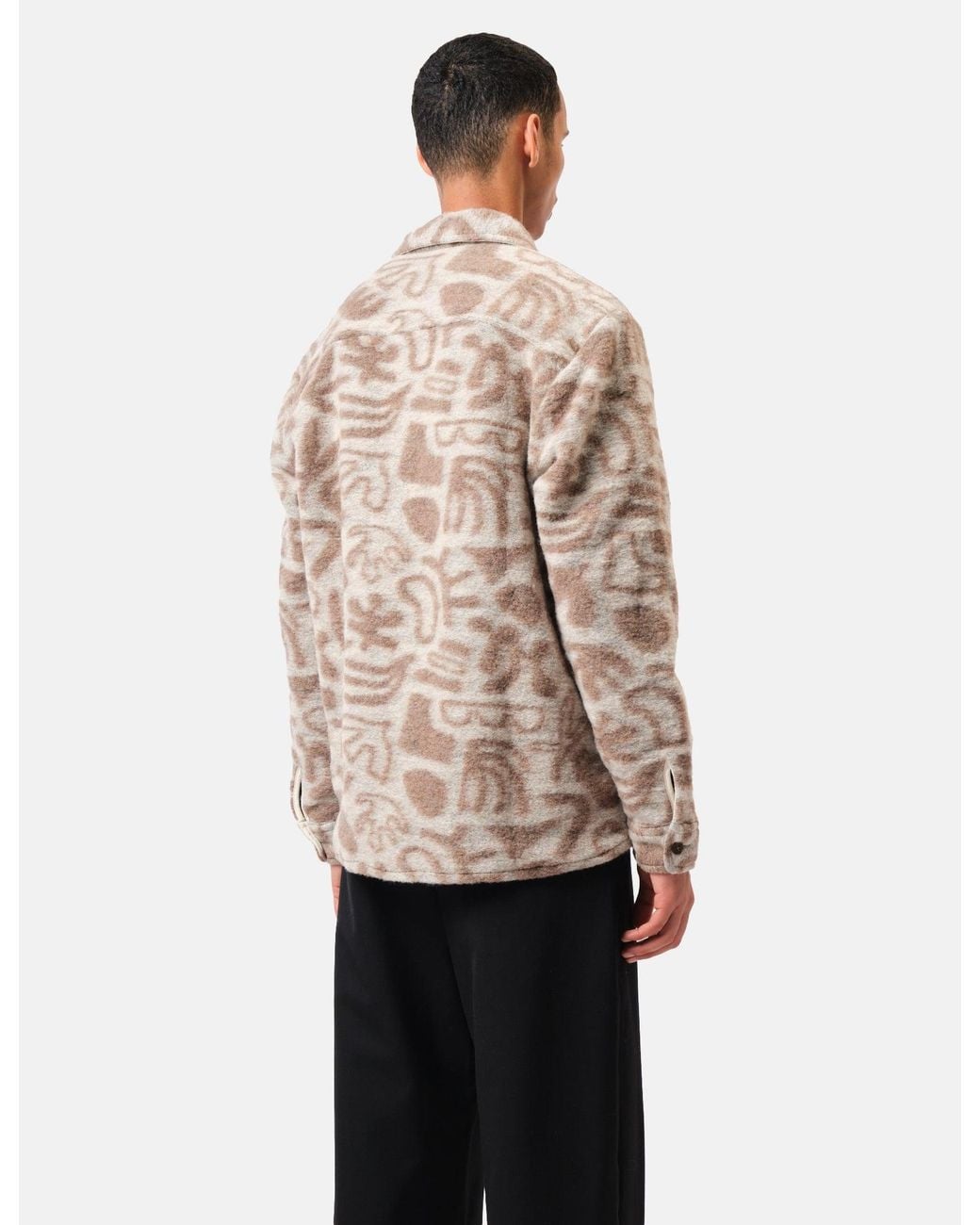 Wax London Natural Whiting Overshirt Squiggle Fleece for men