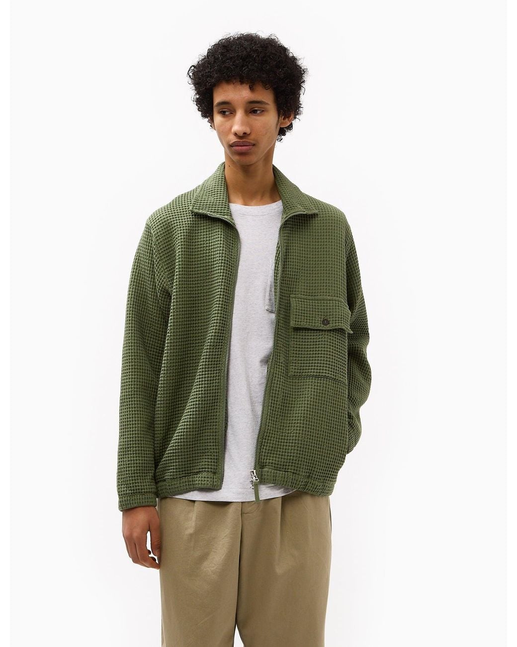 Universal Works Green Waffle Track Top for men