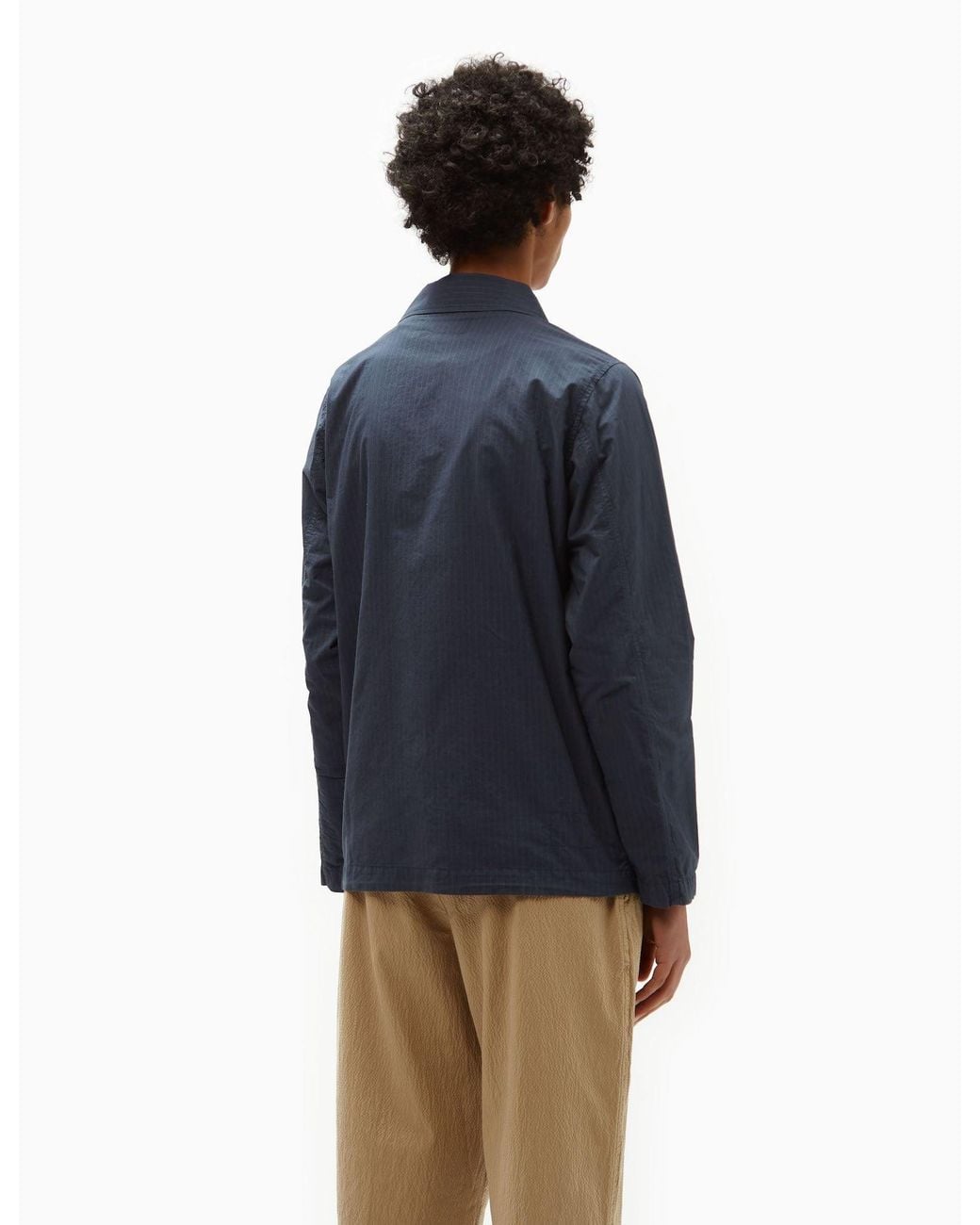 Universal Works Blue Coverall Jacket (Nearly Pinstripe) for men