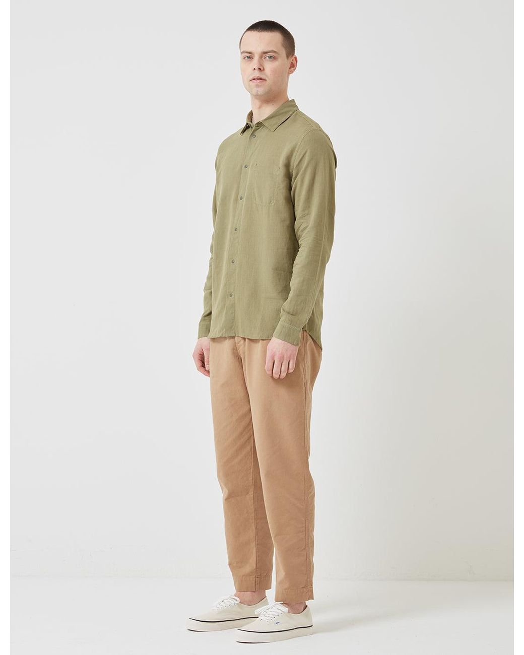 Folk Green Folk Stitch Pocket Shirt for men