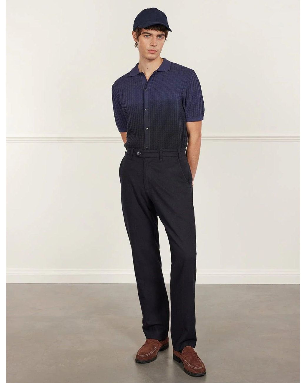 Percival Blue Dip Dab Knitted Shirt (Organic Cotton) for men