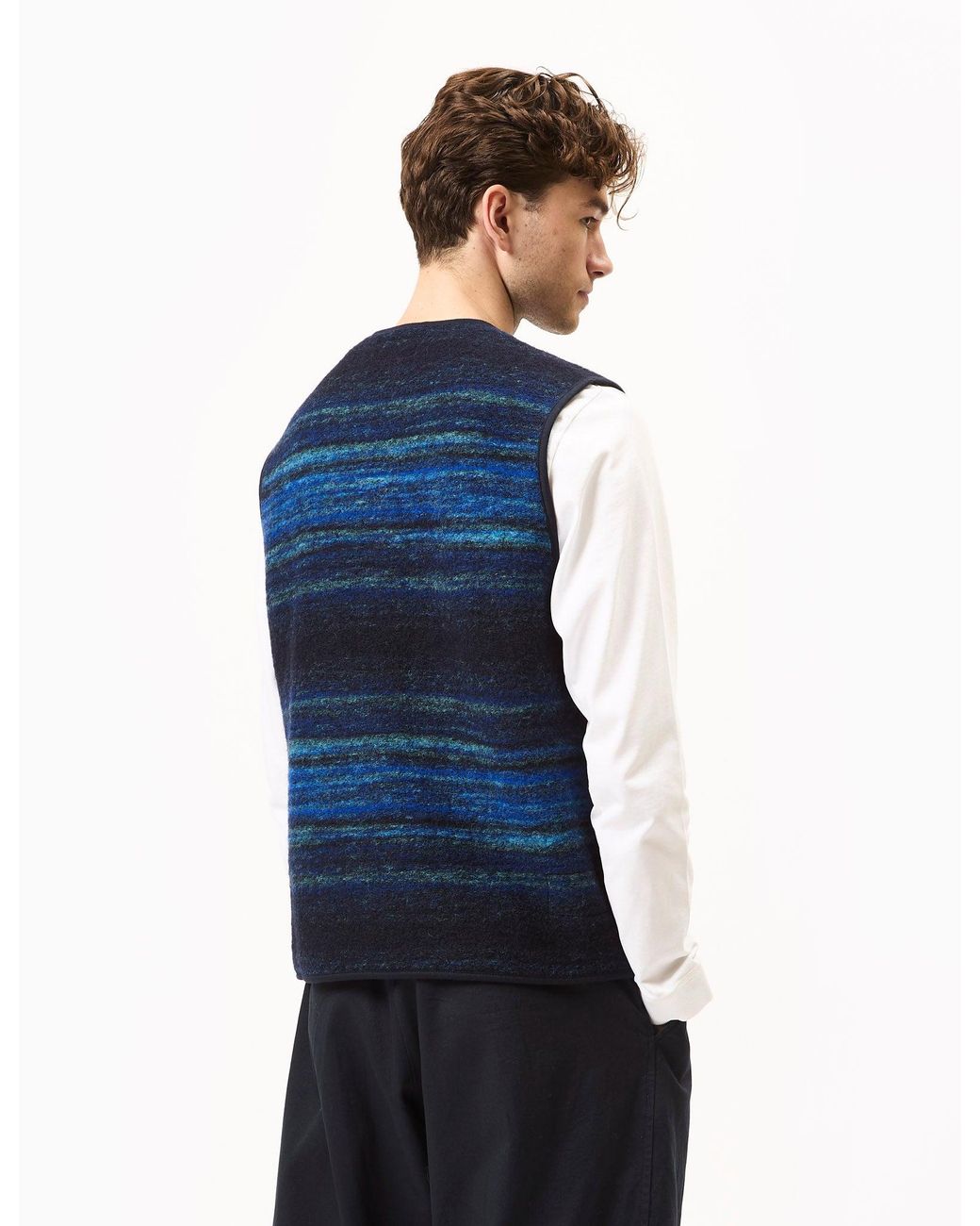 Universal Works Blue Zip Gilet (Mississippi Fleece) for men