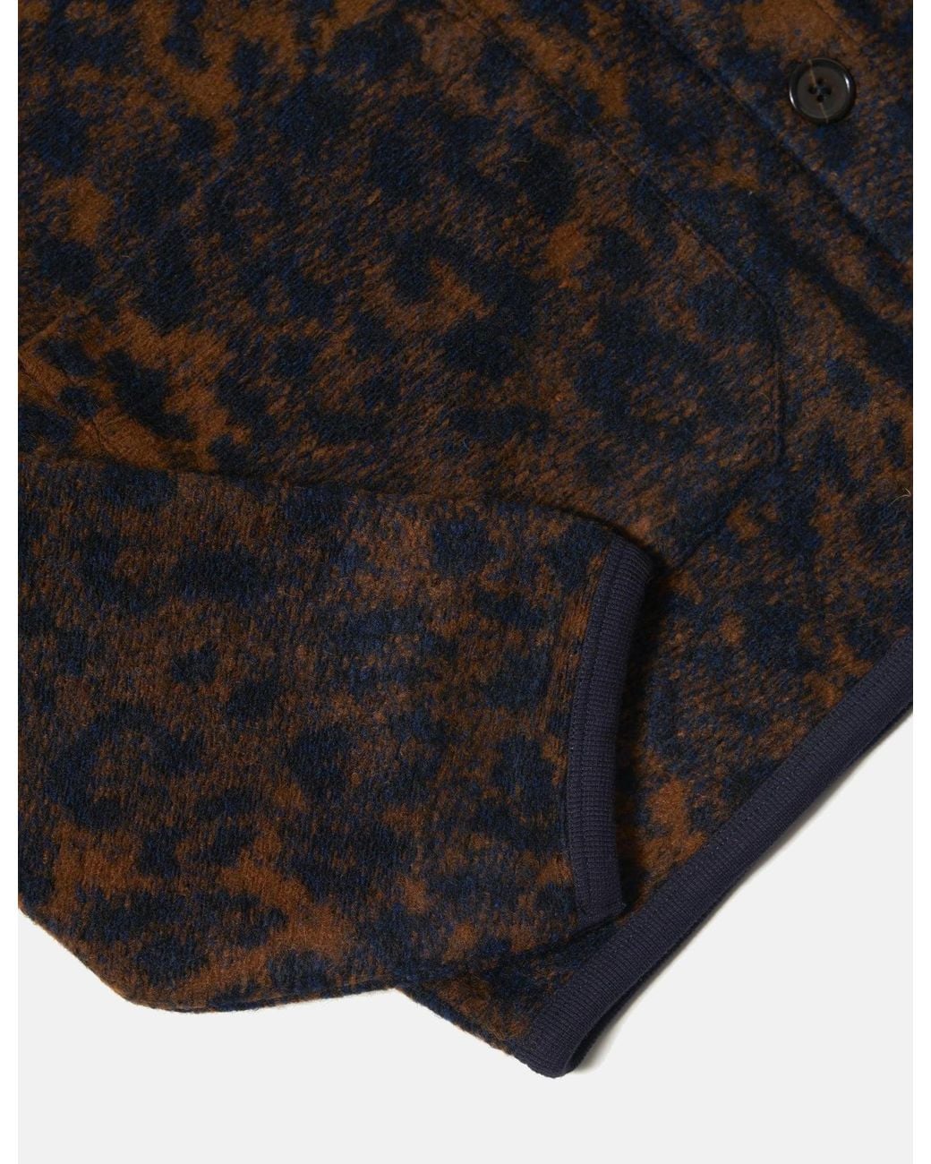 Universal Works Gray Cardigan (Night Leopard) for men