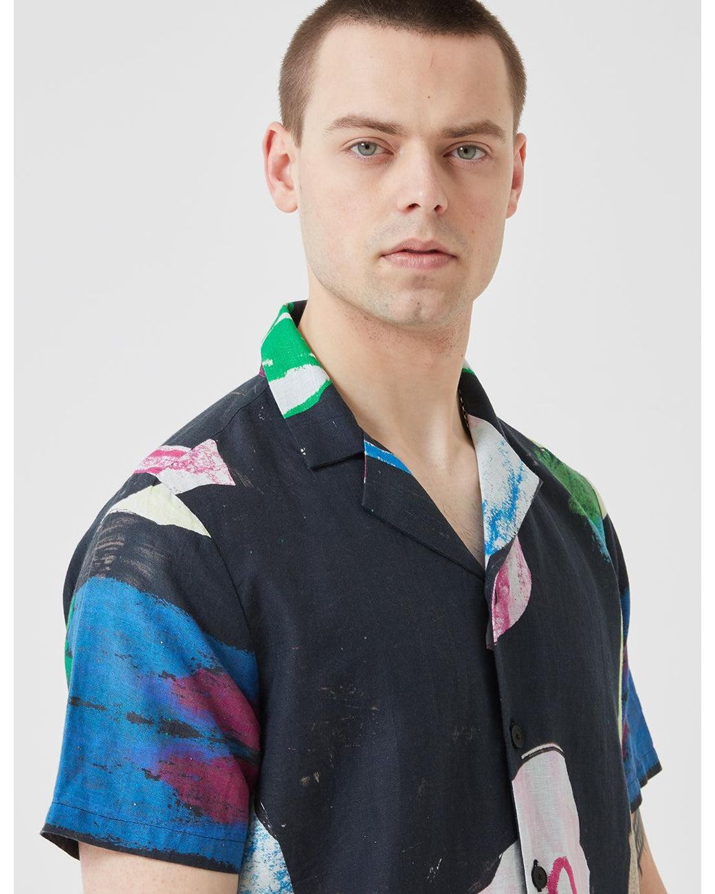 Folk Blue Folk Soft Collar Shirt for men