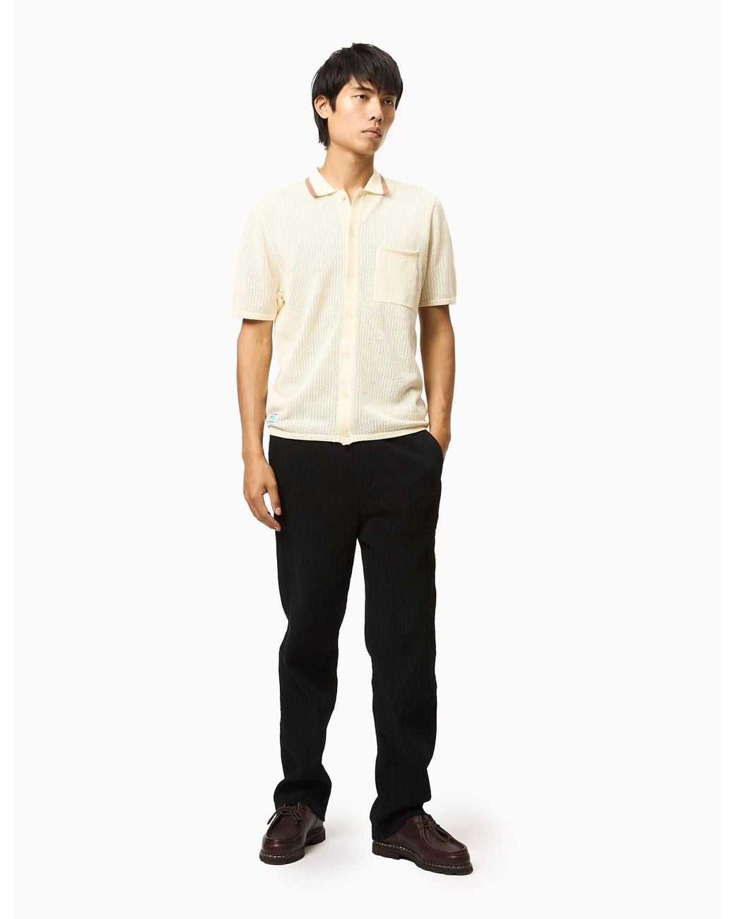 Percival White Alfie Knitted Polo (Cotton) for men