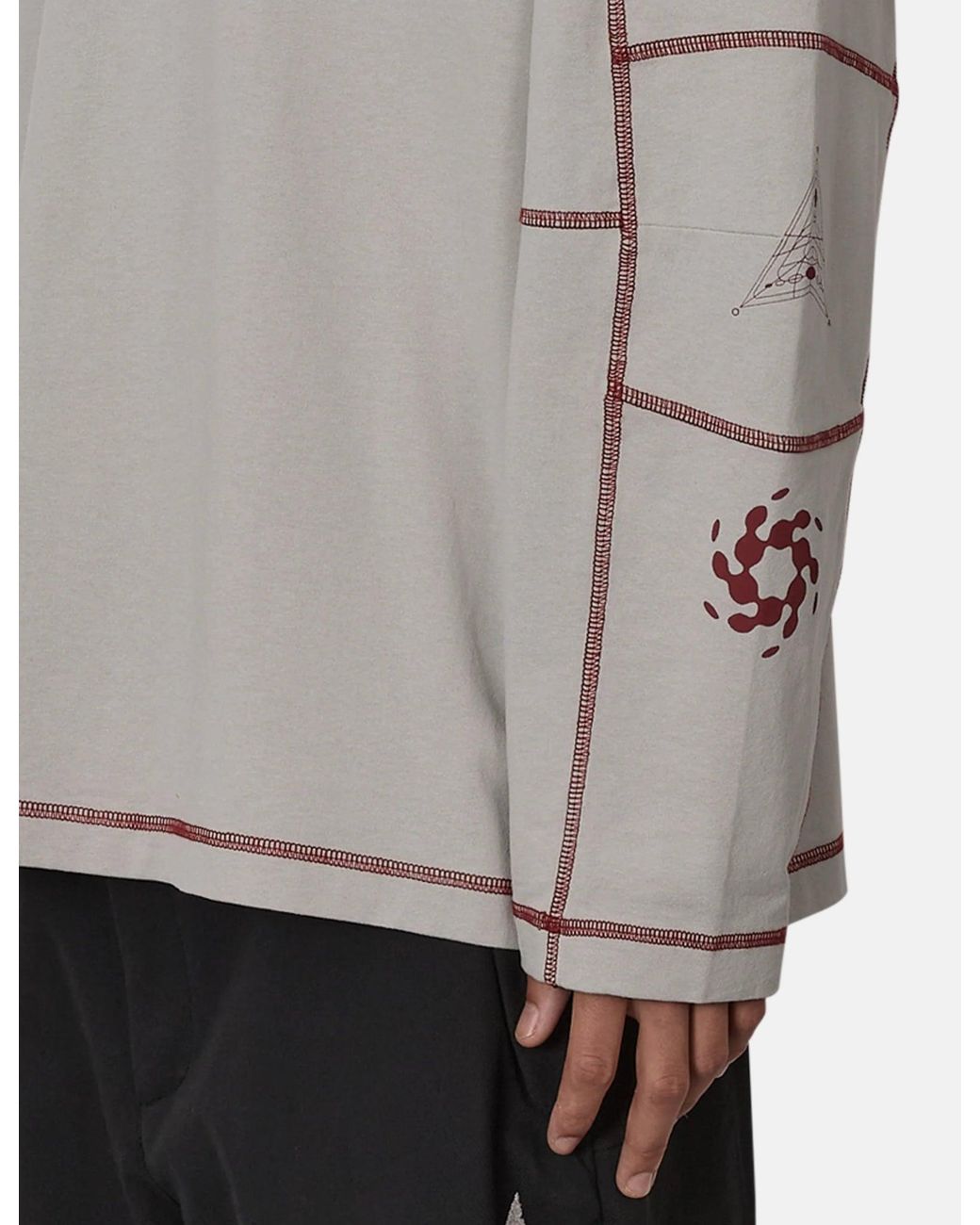 Roa Gray Info Stitch Organic Long Sleeve T-Shirt for men