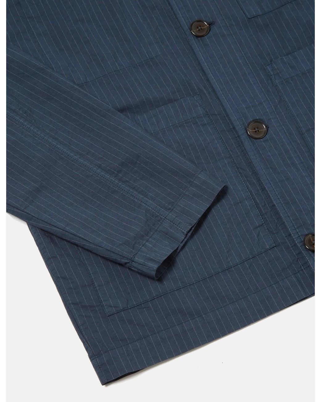 Universal Works Blue Coverall Jacket (Nearly Pinstripe) for men