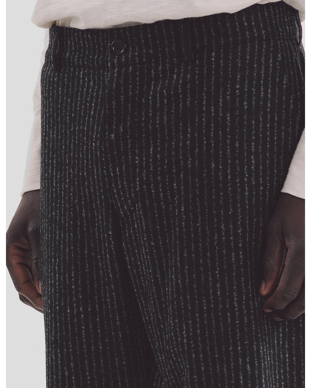 YMC Gray Hand Me Down Stripe Trousers (Wool) for men