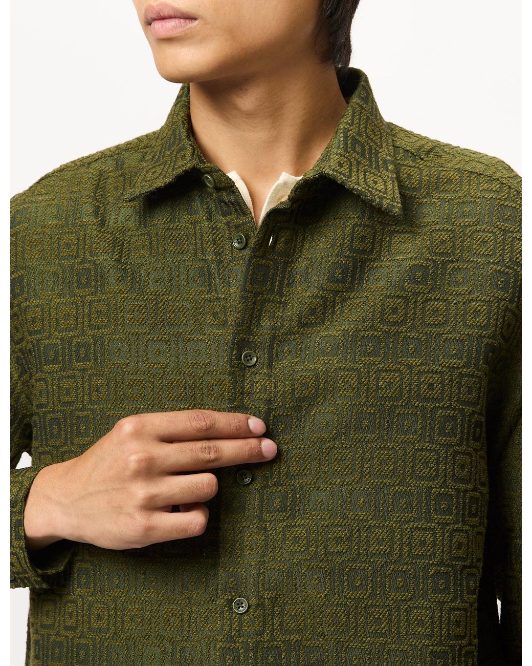 Percival Green Antique Moquette Shirt (Wool Blend) for men